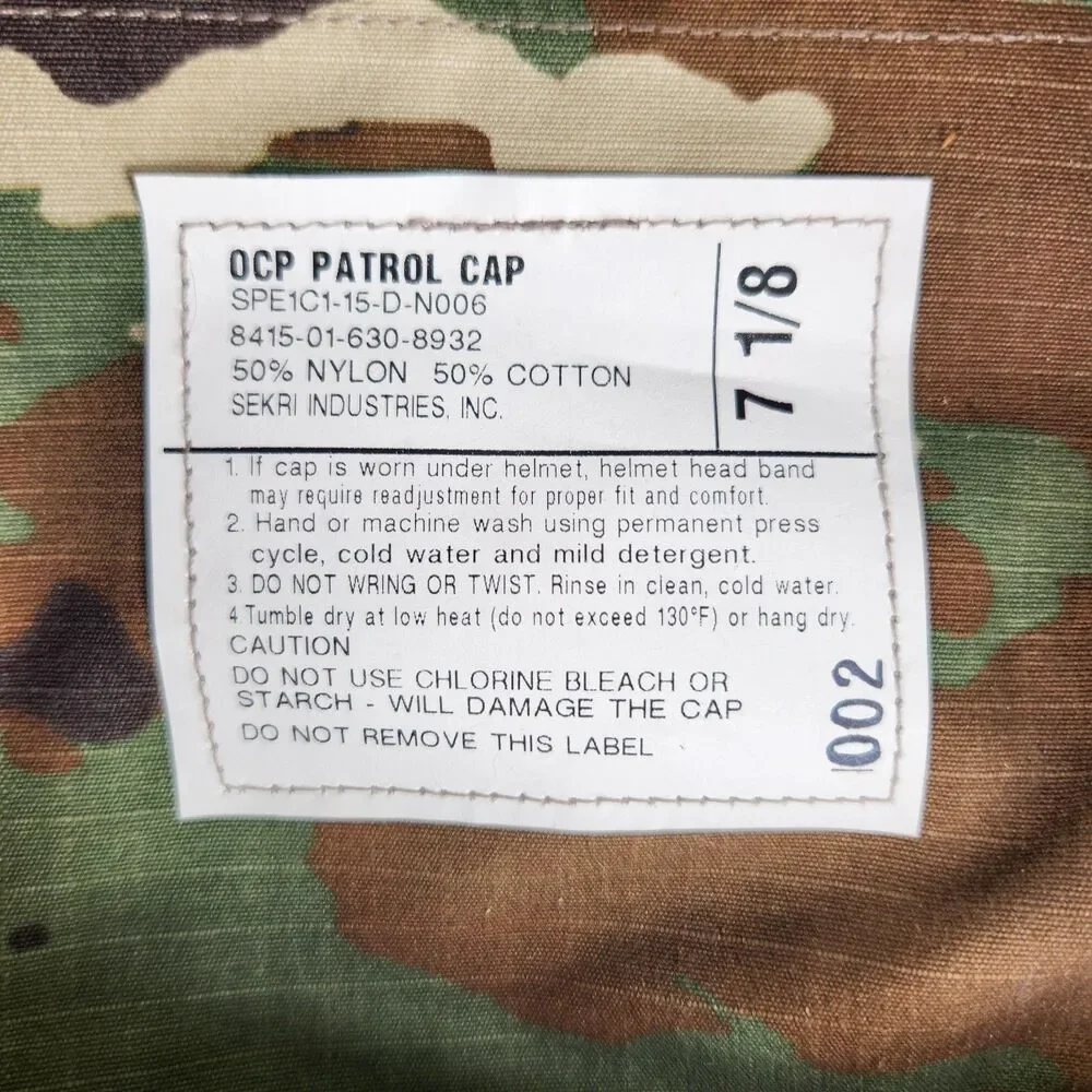 US Army OCP Patrol Cap 7 1/8 Green Camo Military Uniform Casual SPE1C1-15-D-N006